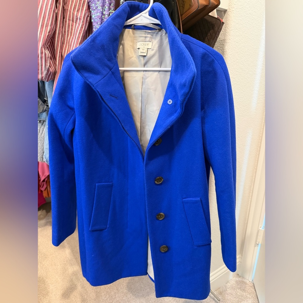 J. Crew Bold Royal Blue Wool Coat